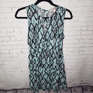 Women's Skater Dress Small Abstract Mint Black Short Mini Business Casual Wear